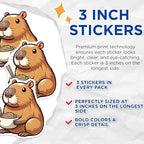 (3 Pack) Capybara Noodles Decals - Cute Rodent Stickers - Foodie Decals - 3 Inches On Longest Side - Easy Peel & Apply - Made in USA - 3MCS8675