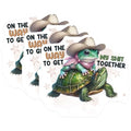 (3 Pack) Frog Turtle Decals - Cowboy Frog - Get My Shit Together Decal - 3 Inches On Longest Side - Easy Peel & Apply - Made in USA - 3MCS4008