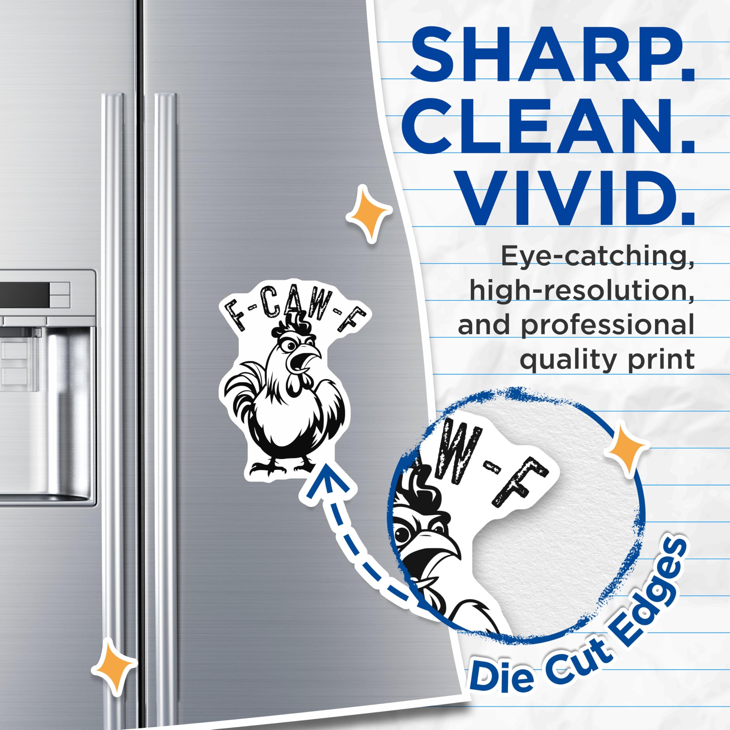 (2 Pack) F-CAW-F Magnets - Funny Chicken Coop - Kitchen Decor Refrigerator - 5" On Longest Side - Premium Magnet - for Cars, Refrigerators, Toolboxes, Lockers - Made in USA - MAG16257