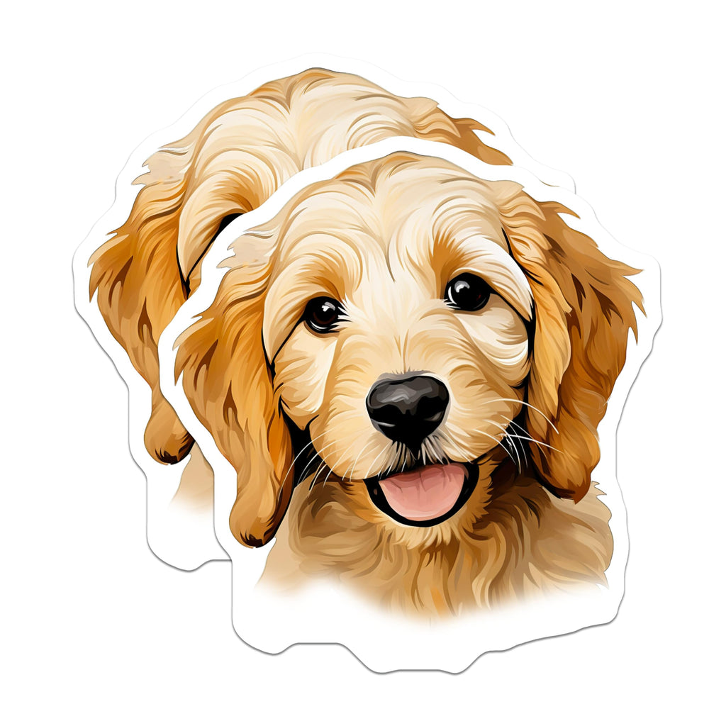 (2 Pack) Golden Retriever Puppy Magnets - Adorable Dog Decor - Cute Pet Accessories - 5 Inches On Longest Side - Thick Durable Magnet - Made in USA - MAG24956