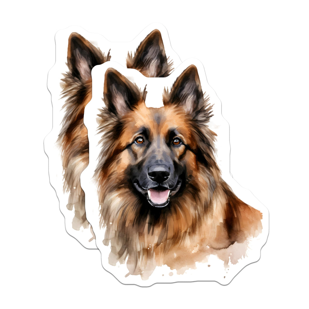 (2 Pack) German Shepherd Magnets - Watercolor Dog Art - Pet Lover Home Decor - 5 Inches On Longest Side - Thick Durable Magnet - Made in USA - MAG30785