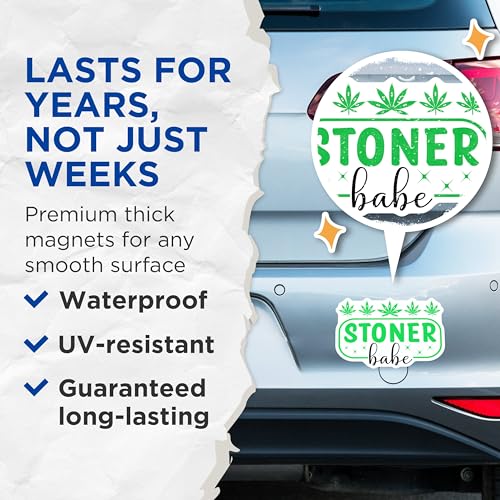 (2 Pack) Stoner Babe Magnets Magnets - Weed Lover Decor - Cannabis Culture Merchandise - 5" On Longest Side - Made in USA - Sticks to Refrigerators & Metal Surfaces - MAG9225