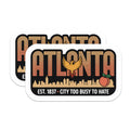 (2 Pack) Atlanta Magnets - Phoenix Skyline Peach - City Too Busy to Hate - Retro Georgia Decor - 5 Inches On Longest Side - Thick Durable Magnet - Made in USA - MAG19354