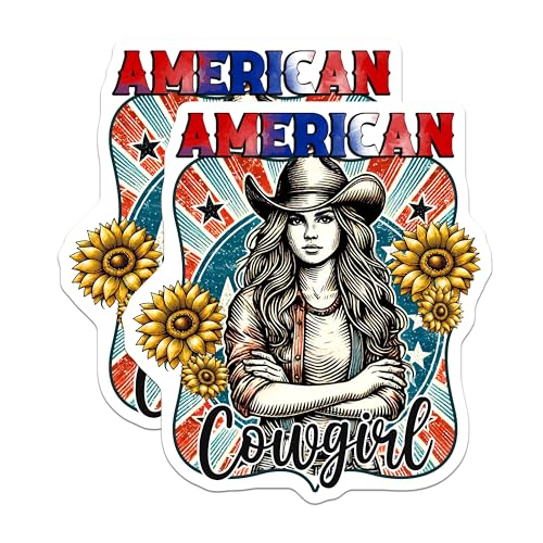 (2 Pack) American Cowgirl Magnets - Western Decor - Sunflower Art - Rustic Home Accents - 5" On Longest Side - for Cars, Fridges, Toolboxes - Made in USA - MAG7876