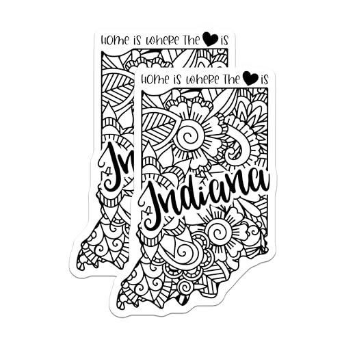 (2 Pack) Indiana Home Stickers - 5" On Longest Side - Sticks to Smooth Flat Surfaces - Made in USA - BMCS9060 - BMCS9060