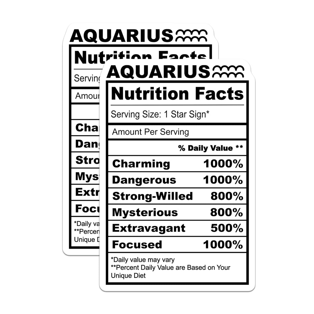 (2 Pack) Aquarius Magnets - Zodiac Sign - Nutrition Facts - Astrology Magnets - 5" On Longest Side - Premium Magnet - for Cars, Refrigerators, Toolboxes, Lockers - Made in USA - MAG14450