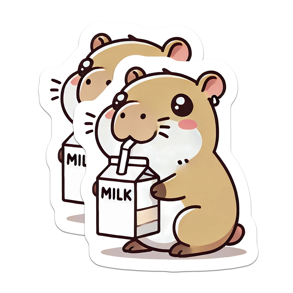 (2 Pack) Cute Hamster Milk Magnets - Kawaii Animal Fridge Decor - Adorable Rodent Locker Accessories - 5 Inches On Longest Side - Thick Durable Magnet - Made in USA - MAG39144
