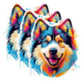 (3 Pack) Colorful Husky Decals - Dog Breed Sticker - Laptop Decal - 3 Inches On Longest Side - Easy Peel & Apply - Made in USA - 3MCS0623