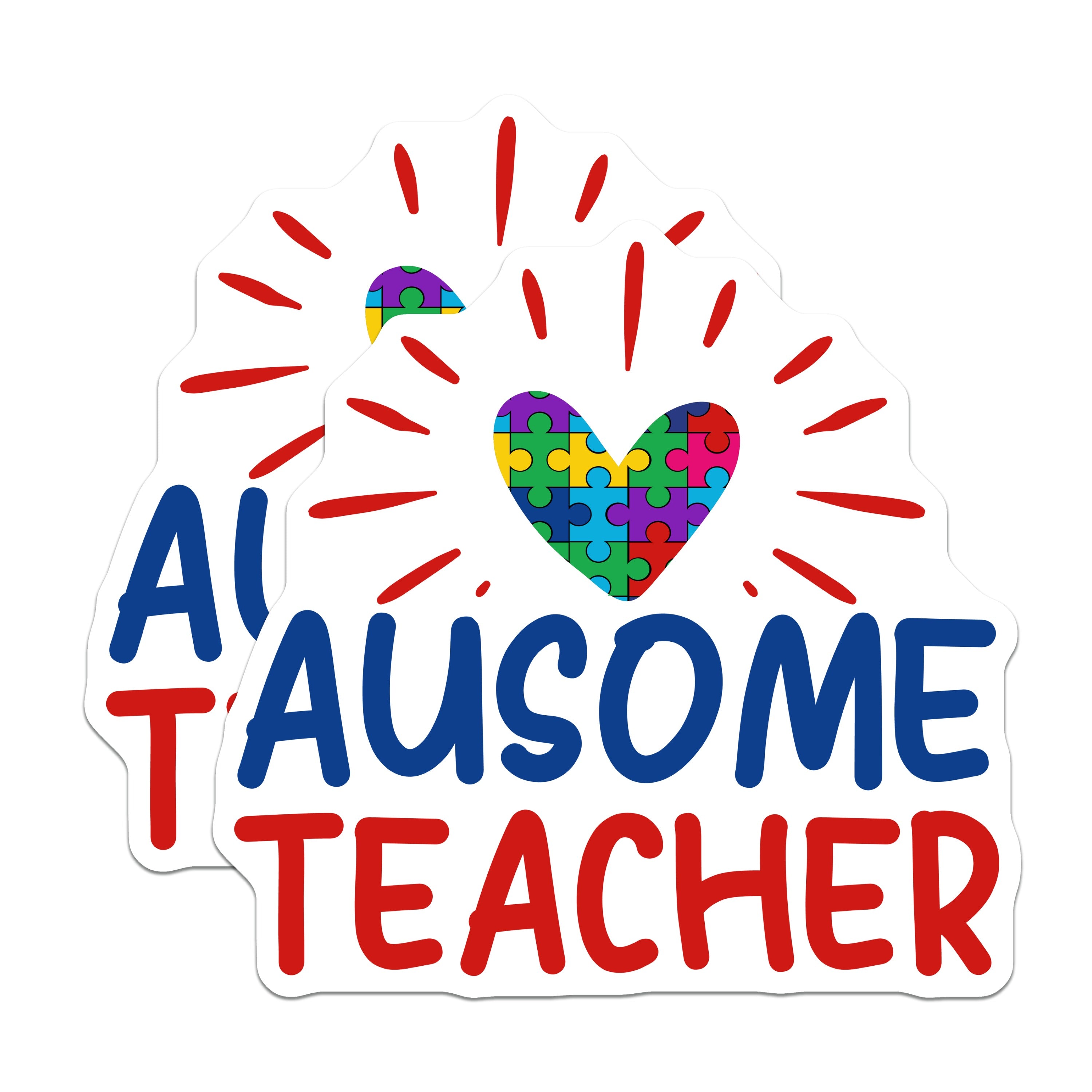 (2 Pack) Ausome Teacher Magnets - Autism Awareness - Special Ed Support - Educator Appreciation - School Staff - 5 Inches On Longest Side - Thick Durable Magnet - Made in USA - MAG38515
