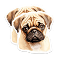 (2 Pack) Adorable Pug Dog Magnets - Fawn Pug Puppy Art - Dog Lover Home Decor for Pug Owners - 5 Inches On Longest Side - Thick Durable Magnet - Made in USA - MAG28220