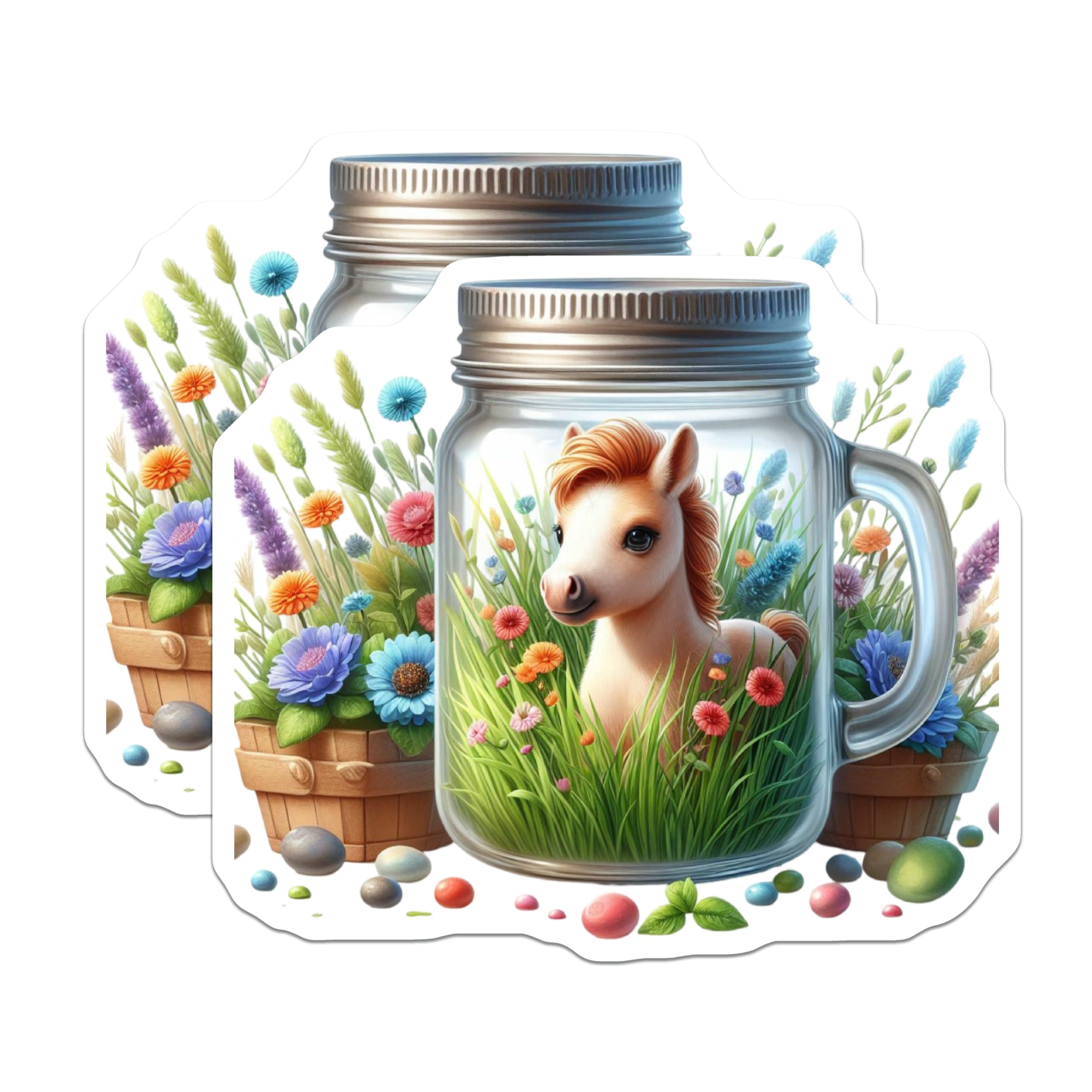 (2 Pack) Cute Mini Horse Fridge Decor Magnet - 5" On Longest Side - Sticks to Smooth Flat Surfaces - Made in USA - MAG9388