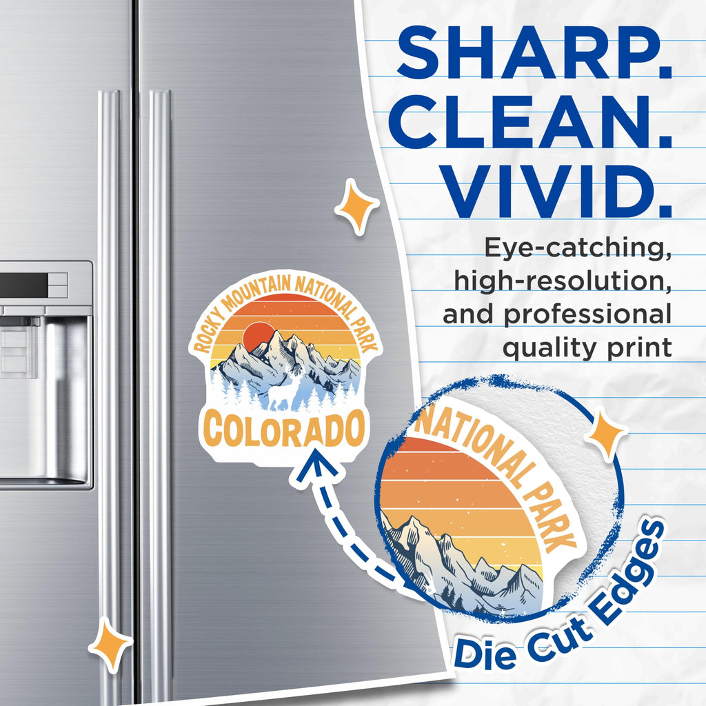 (2 Pack) Colorado Magnets - Rocky Mountain National Park - Deer Scene Refrigerator Magnets - 5" On Longest Side - Premium Magnet - for Cars, Refrigerators, Toolboxes, Lockers - Made in USA - MAG18996