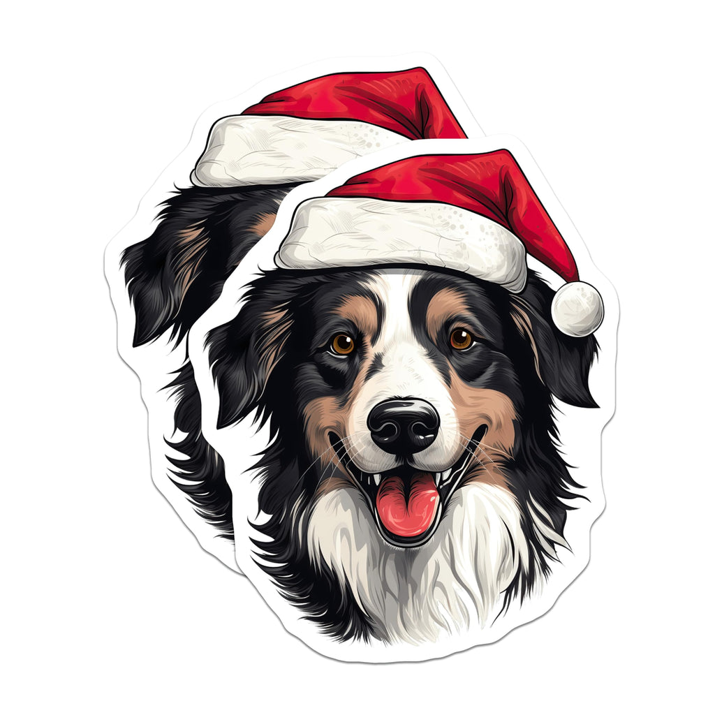 (2 Pack) Australian Shepherd Magnets - Christmas Dog Refrigerator Decor - Holiday Pet Lover - 5 Inches On Longest Side - Thick Durable Magnet - Made in USA - MAG25151