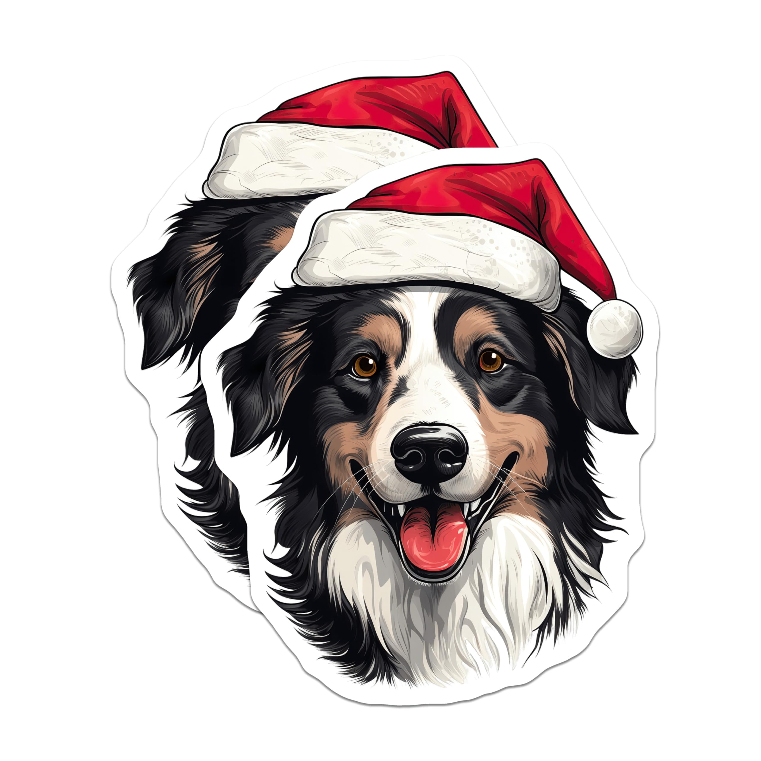 (2 Pack) Australian Shepherd Magnets - Christmas Dog Refrigerator Decor - Holiday Pet Lover - 5 Inches On Longest Side - Thick Durable Magnet - Made in USA - MAG25151