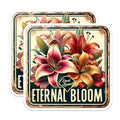 (2 Pack) Eternal Bloom Stickers - Floral Art Stickers - Vintage Flower Stickers - 5" On Longest Side - Sticks to Smooth Flat Surfaces - Made in USA - BMCS6529