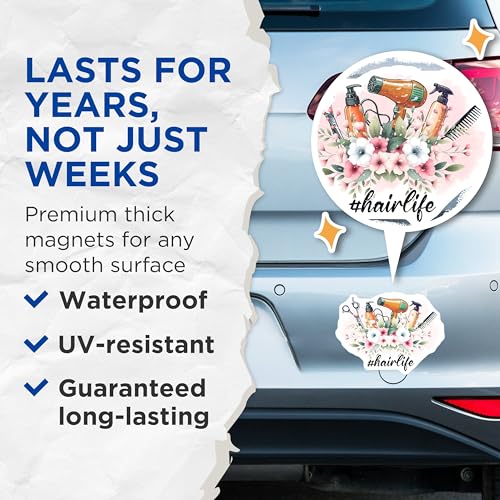 (2 Pack) Hair Stylist Life Magnets - Hairdresser Decor - Salon Accessories - 5" On Longest Side - for Cars, Fridges, Toolboxes - Made in USA - MAG7577