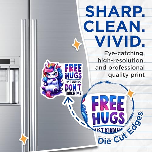 (2 Pack) Free Hugs Just Kidding Magnets - Unicorn - Cute Magnets for Kids - 5" On Longest Side - for Cars, Refrigerators, Toolboxes, Lockers - Made in USA BMCS3340
