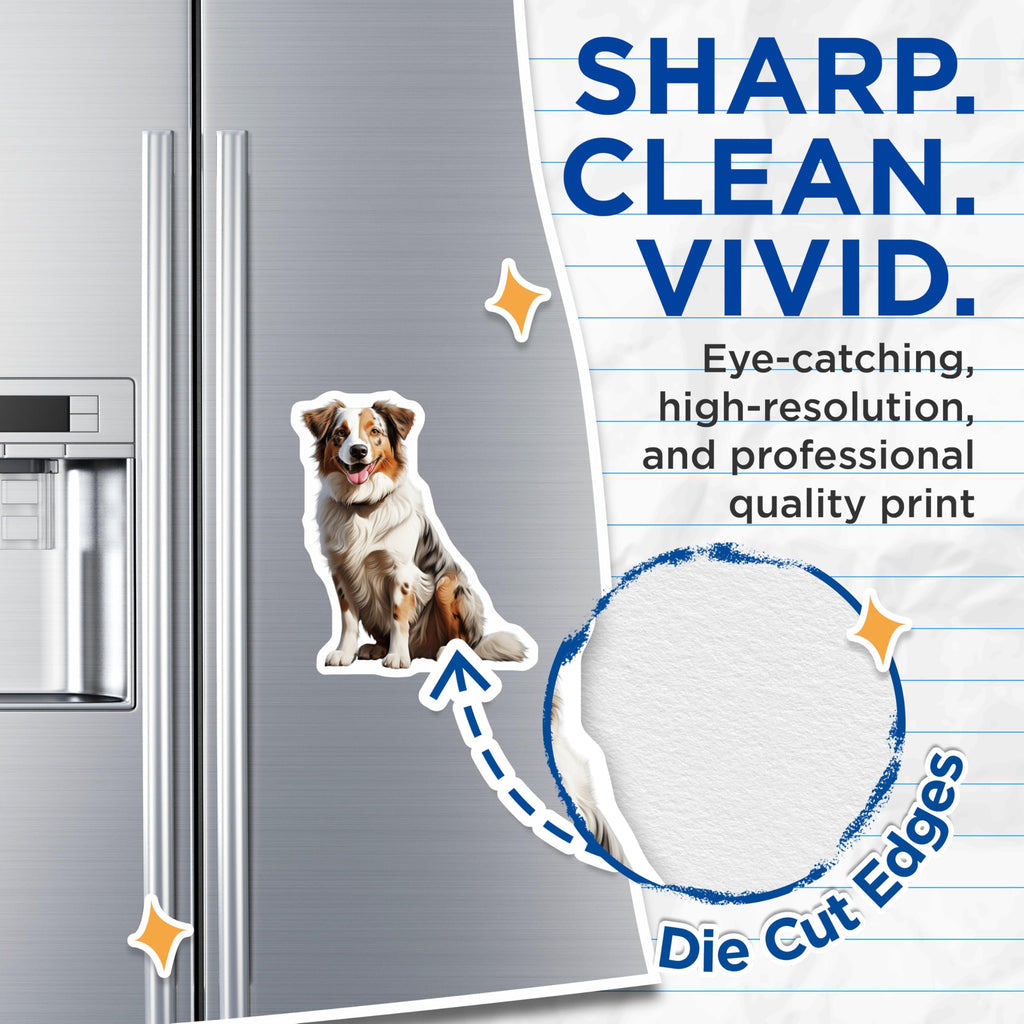 (2 Pack) Australian Shepherd Magnets - Aussie Dog Art - Pet Lover Decor - 5 Inches On Longest Side - Thick Durable Magnet - Made in USA - MAG24697