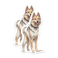 (2 Pack) Happy Fluffy Dog Magnets - Pet Lover Canine Art - Dog Mom Fridge Decorating Idea - 5 Inches On Longest Side - Thick Durable Magnet - Made in USA - MAG37871