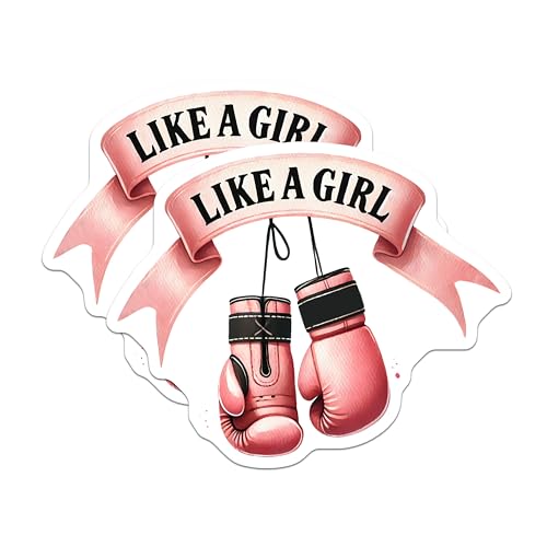 (2 Pack) Like A Girl Magnets Magnets - Empowerment Decor - Motivational Boxing Design - 5" On Longest Side - Made in USA - Sticks to Refrigerators & Metal Surfaces - MAG8355