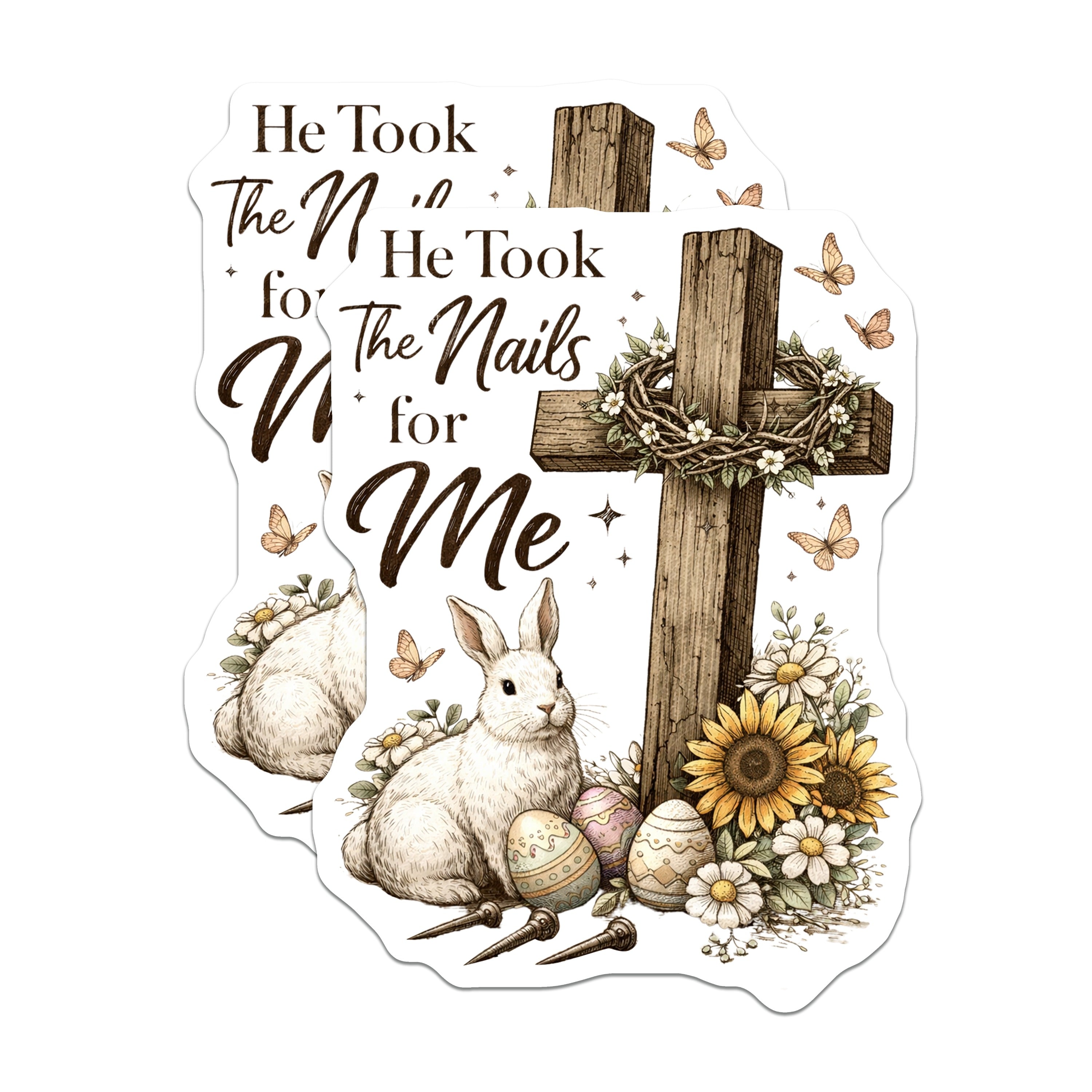 (2 Pack) He Took The Nails for Me Magnets - Easter Christian Decor - Religious Faith Accents - 5 Inches On Longest Side - Thick Durable Magnet - Made in USA - MAG39425