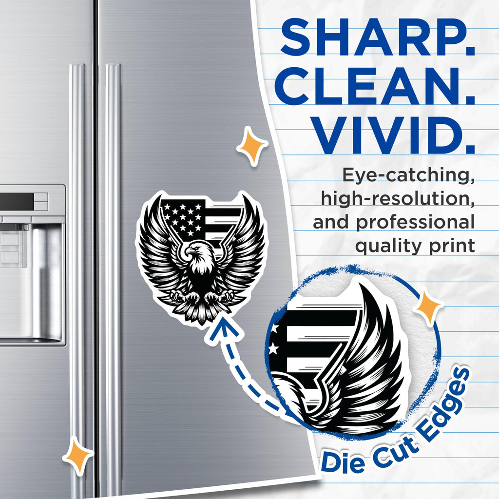(2 Pack) American Eagle Flag Magnets - USA Patriotic Emblem - Fridge Locker Decor - 5" On Longest Side - Premium Magnet - for Cars, Refrigerators, Toolboxes, Lockers - Made in USA - MAG16708