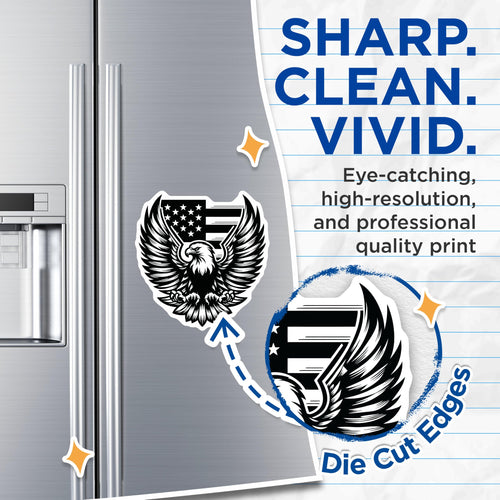 (2 Pack) American Eagle Flag Magnets - USA Patriotic Emblem - Fridge Locker Decor - 5" On Longest Side - Premium Magnet - for Cars, Refrigerators, Toolboxes, Lockers - Made in USA - MAG16708