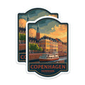 (2 Pack) Copenhagen Denmark Magnets - Scenic Canal Cityscape - Vintage Travel Souvenir Art - 5 Inches On Longest Side - Thick Durable Magnet - Made in USA - MAG22823