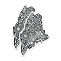 (2 Pack) Maine State Mandala Magnets - Floral Outline Decor - New England Travel Art - 5 Inches On Longest Side - Thick Durable Magnet - Made in USA - MAG19422