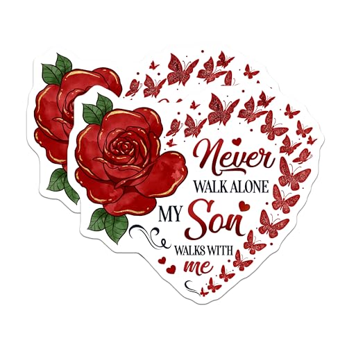 (2 Pack) Heart Shaped Rose Stickers - Motivational Quote Stickers - Son Inspiration Vinyl Decals - 5" On Longest Side - Sticks to Smooth Flat Surfaces - Made in USA - BMCS6135