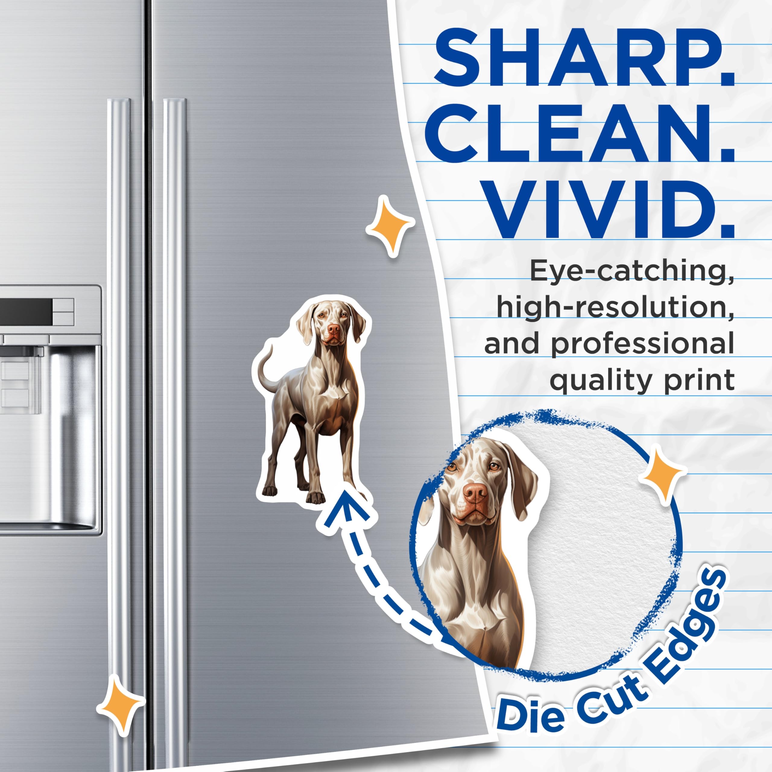 (2 Pack) Weimaraner Dog Magnets - Weimaraner Car Decal - Pet Lover Fridge Magnet for Dog Owners - 5 Inches On Longest Side - Thick Durable Magnet - Made in USA - MAG30639