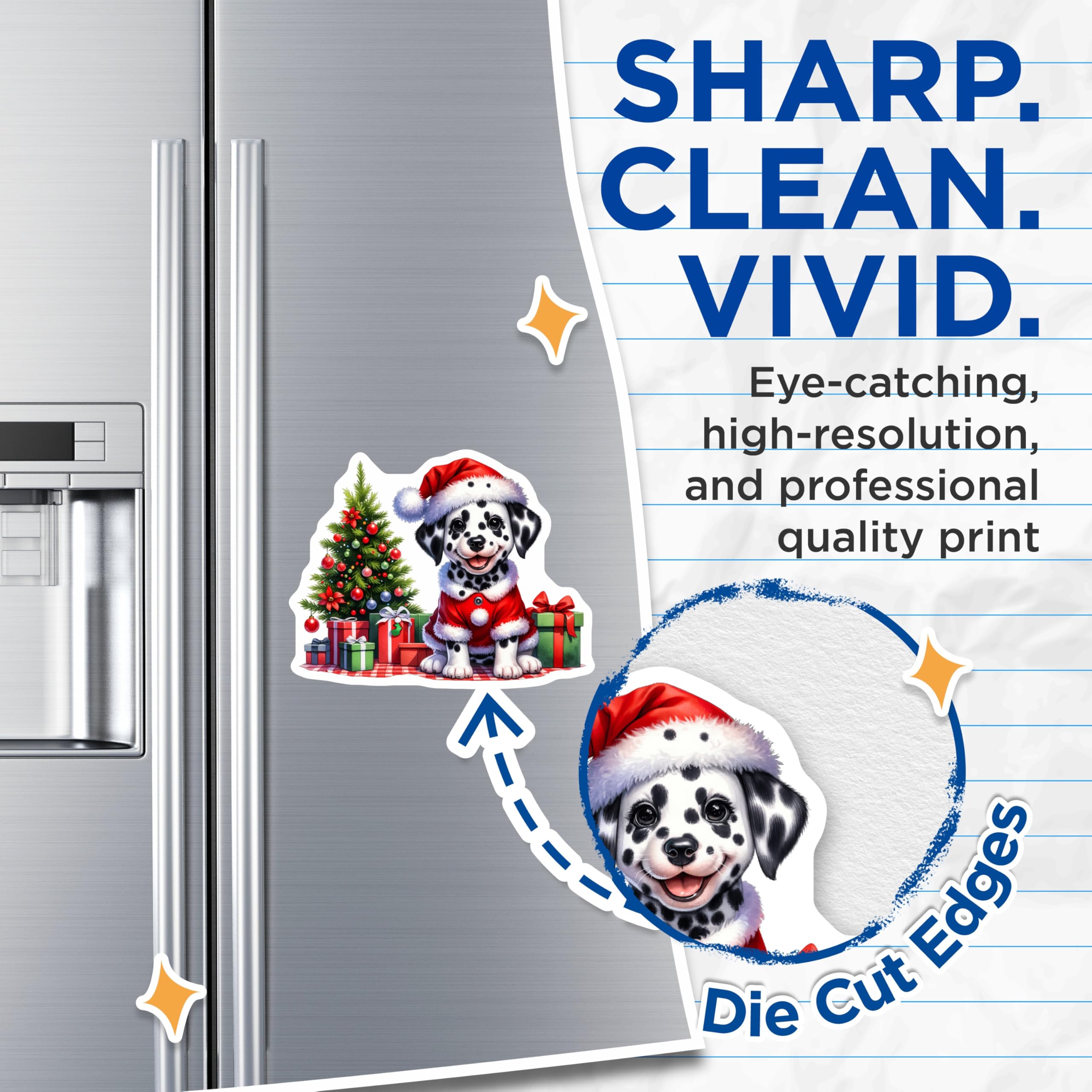 (2 Pack) Dalmatian Puppy Magnets - Christmas Dog Decor - Holiday Refrigerator Art - 5 Inches On Longest Side - Thick Durable Magnet - Made in USA - MAG26812