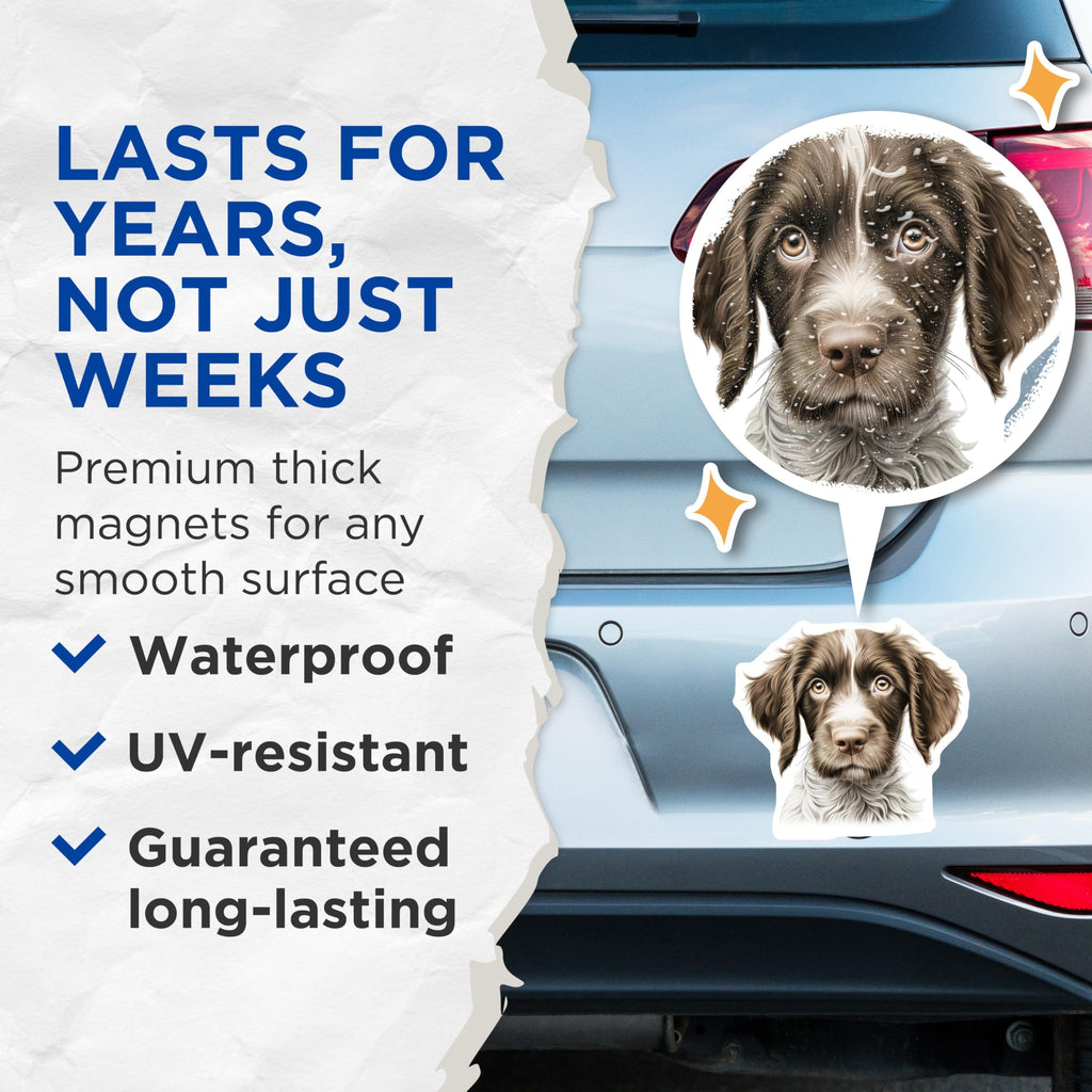 (2 Pack) Wirehaired Dog Magnets - Adorable Puppy Pet Lover Home Decor - Scruffy Brown White Dog Refrigerator Magnets - 5 Inches On Longest Side - Thick Durable Magnet - Made in USA - MAG23675