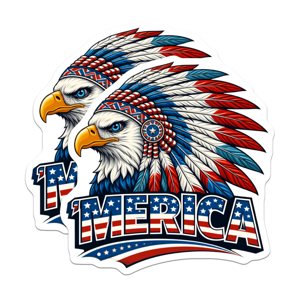 (2 Pack) Merica Eagle Head Magnets - Patriotic American Symbol - USA Pride Fridge Locker Decor - 5 Inches On Longest Side - Thick Durable Magnet - Made in USA - MAG20726