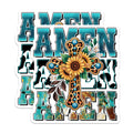 (2 Pack) Amen Cross Stickers - Sunflower Cross - Leopard Print Christian Stickers- 5" On Longest Side - Sticks to Smooth Flat Surfaces - Made in USA - BMCS16994