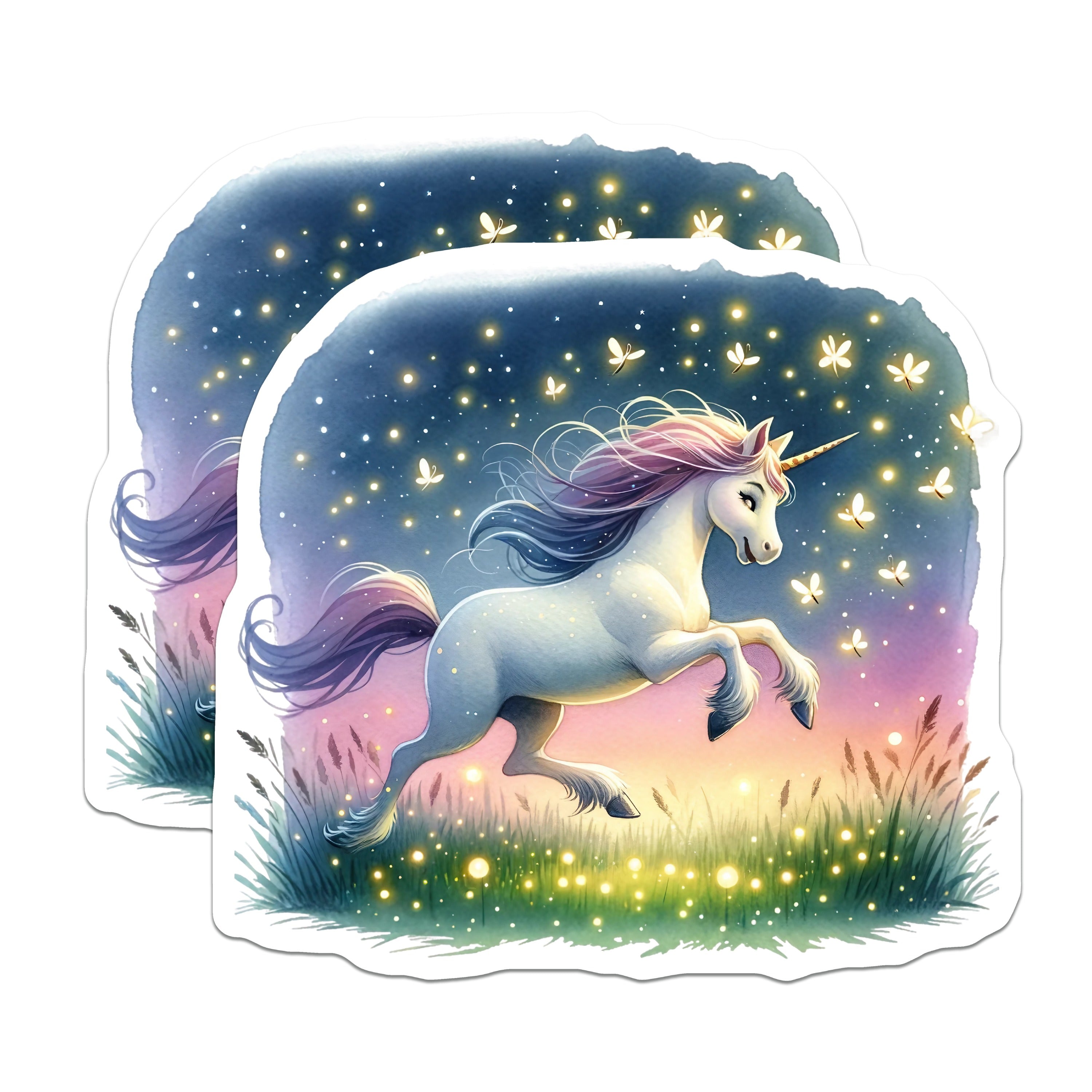 (2 Pack) Magical Unicorn Magnets - Fantasy Fridge Decor - Dreamy Firefly Art - Kids Room Accessory - 5 Inches On Longest Side - Thick Durable Magnet - Made in USA - MAG36096