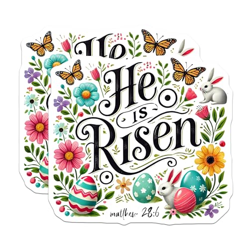 (2 Pack) He is Risen Magnets Magnets - Inspirational Quote - Easter Decor - 5" On Longest Side - Made in USA - Sticks to Refrigerators & Metal Surfaces - MAG8828