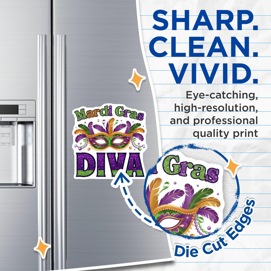 (2 Pack) Mardi Gras Diva Magnets - Mask Bead Decor - Festive Celebrations - 5" On Longest Side - Premium Magnet - for Cars, Refrigerators, Toolboxes, Lockers - Made in USA - MAG14844