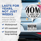 (2 Pack) Mom and Math Teacher Magnets - Funny Teacher Magnet - Inspirational Mom Decor - 5" On Longest Side - for Cars, Fridges, Toolboxes - Made in USA - MAG5583