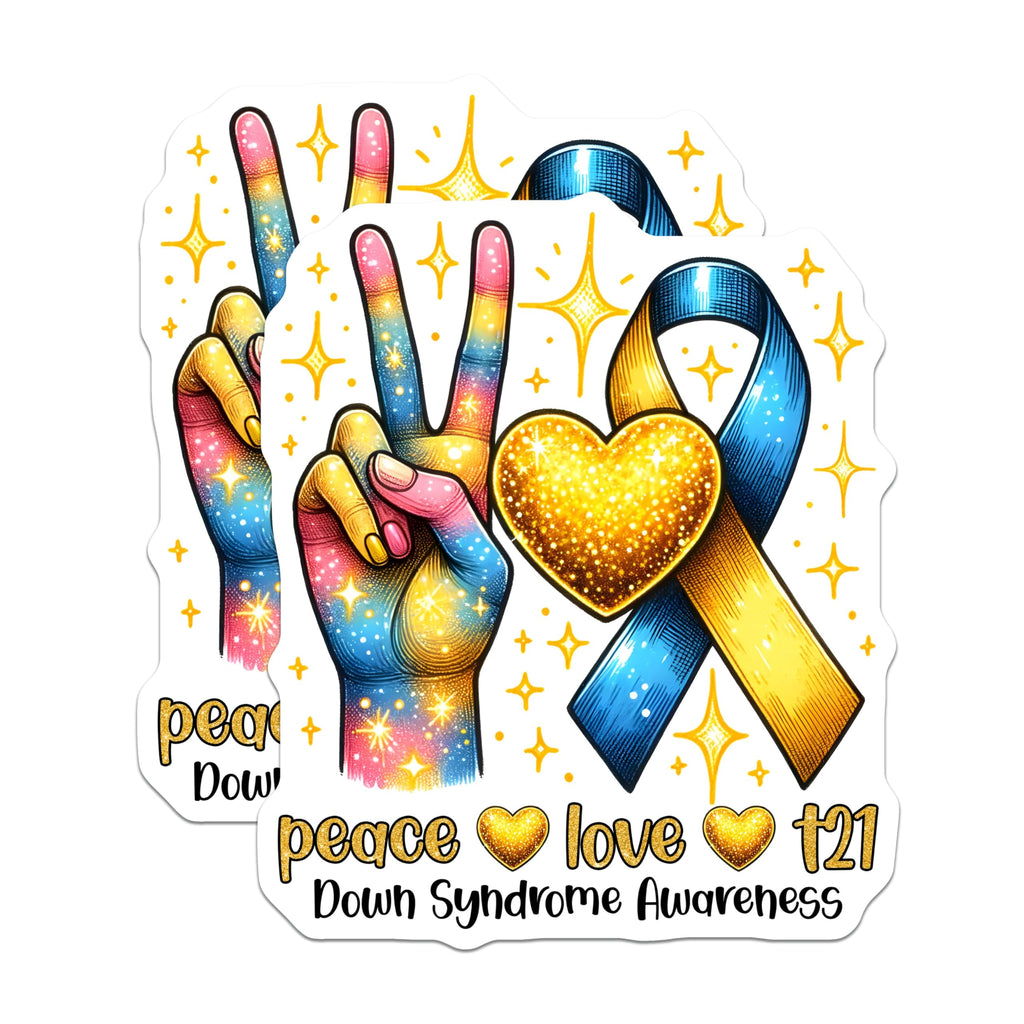 (2 Pack) Down Syndrome Awareness Magnets - Peace Love T21-5" On Longest Side - for Cars, Fridges, Toolboxes - Made in USA - MAG8198