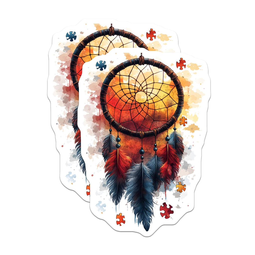 (2 Pack) Autism Awareness Dreamcatcher Magnets - Puzzle Piece Symbolism - Boho Spiritual Decor - 5 Inches On Longest Side - Thick Durable Magnet - Made in USA - MAG27507