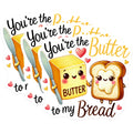 (3 Pack) Butter to My Bread Decals - Foodie Stickers - Cute Laptop Decal - 3 Inches On Longest Side - Easy Peel & Apply - Made in USA - 3MCS2152