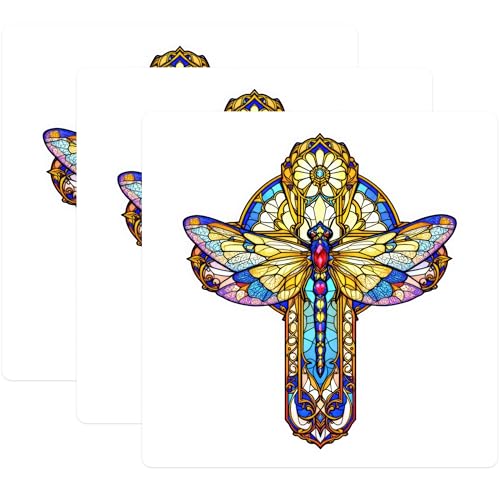(3 Pack) Dragonfly Decals - Stained Glass Look - Laptop Decals - 3 Inches On Longest Side - Easy Peel & Apply - Made in USA - 3MCS8723
