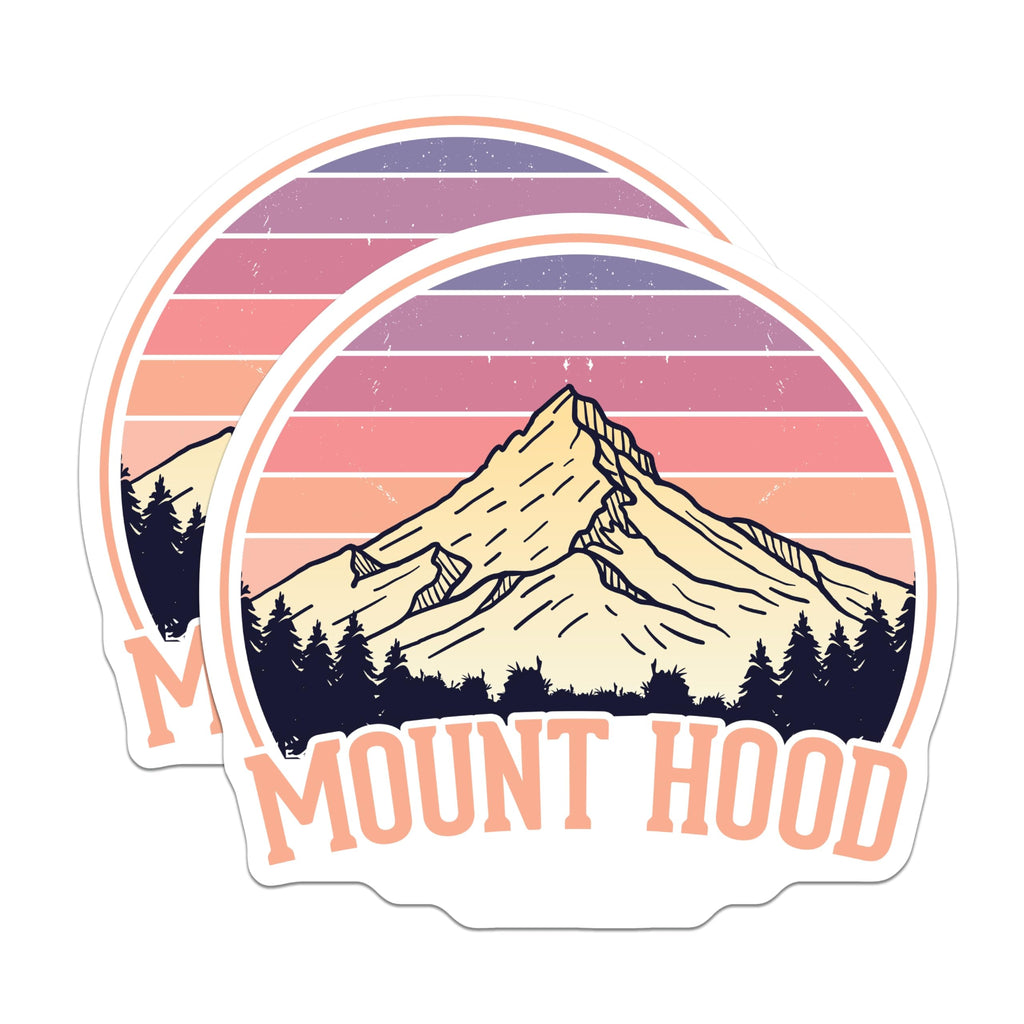 (2 Pack) Mount Hood Magnets - Oregon Adventure Decor - Mountain Scene Refrigerator Magnets - 5" On Longest Side - Premium Magnet - for Cars, Refrigerators, Toolboxes, Lockers - Made in USA - MAG18153