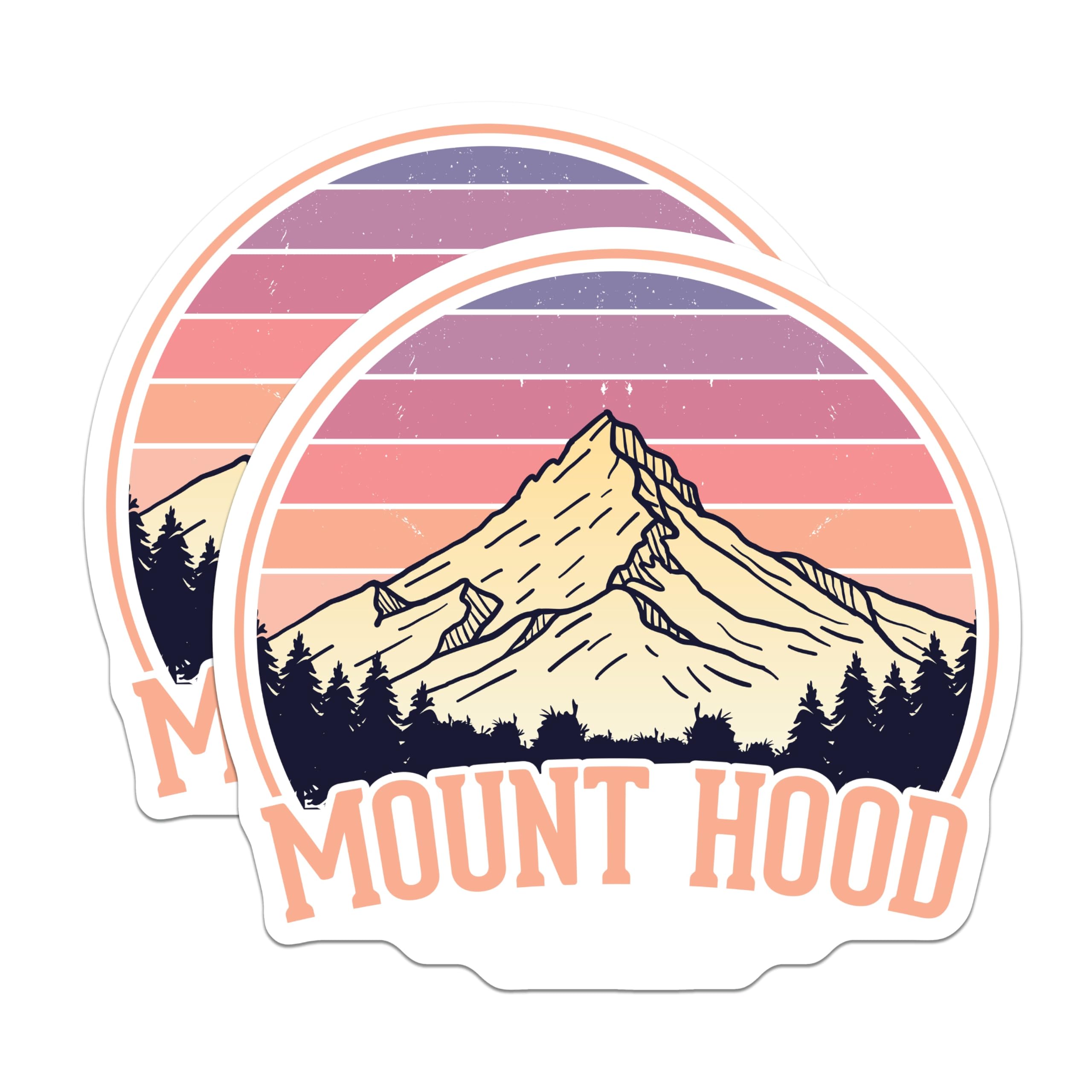 (2 Pack) Mount Hood Magnets - Oregon Adventure Decor - Mountain Scene Refrigerator Magnets - 5" On Longest Side - Premium Magnet - for Cars, Refrigerators, Toolboxes, Lockers - Made in USA - MAG18153