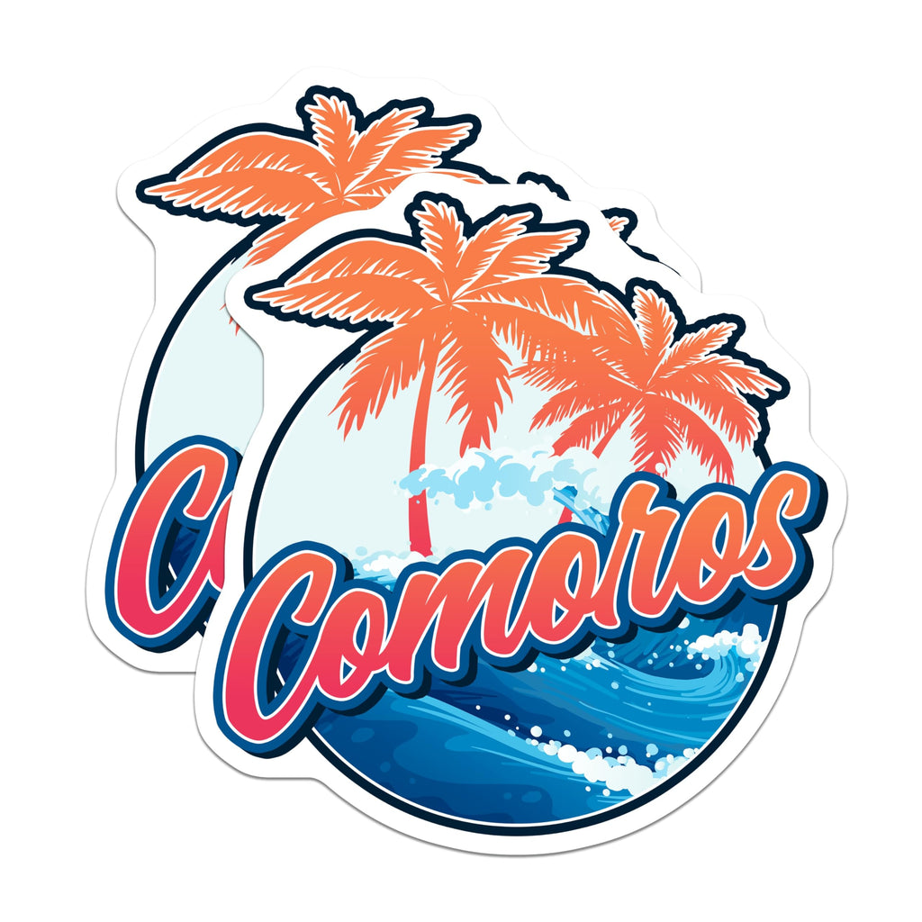 (2 Pack) Comoros Magnets - Island Palms Magnet - Tropical Travel Decor - 5" On Longest Side - Premium Magnet - for Cars, Refrigerators, Toolboxes, Lockers - Made in USA - MAG17679