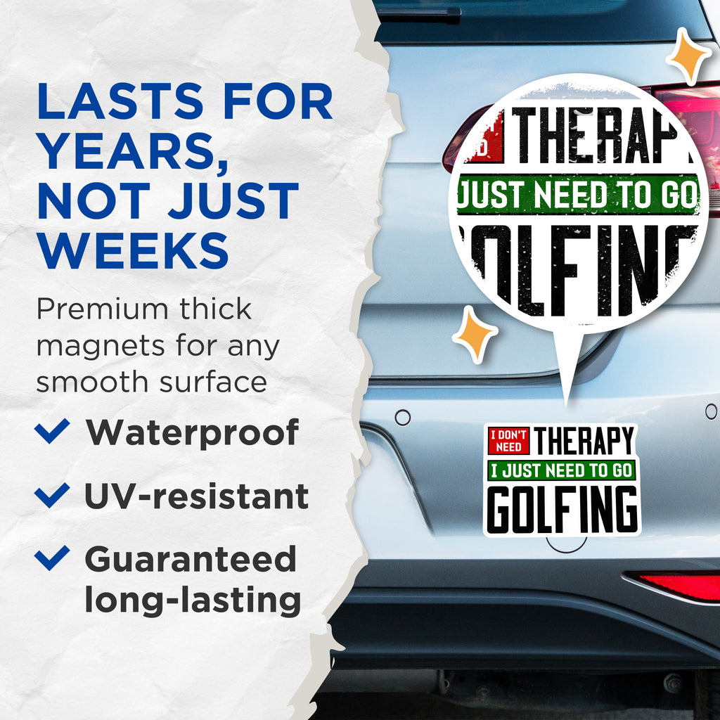 (2 Pack) Funny Golf Magnets - Golfer Sarcasm Quote - Golfing Dad Humor Refrigerator Decor - 5 Inches On Longest Side - Thick Durable Magnet - Made in USA - MAG38046