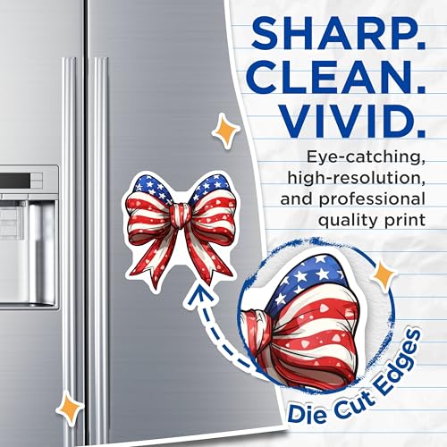 (2 Pack) Patriotic Bow Magnets Magnets - American Flag Bow - 4th of July Decor - 5" On Longest Side - Made in USA - Sticks to Refrigerators & Metal Surfaces - MAG8620