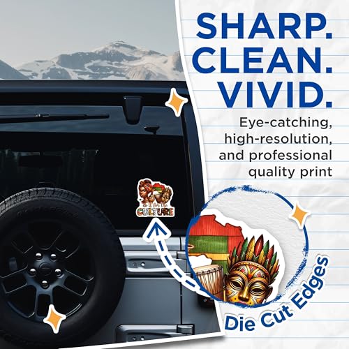 (2 Pack) Do It for The Culture Stickers - African Pride - Ethnic Art - Cultural Expression - Afrocentric Decals - 5" On Longest Side - Sticks to Smooth Flat Surfaces - Made in USA - BMCS7860