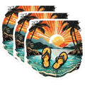 (3 Pack) Beach Scene Decals - Sunset Palms - Flip Flop Art - 3 Inches On Longest Side - Easy Peel & Apply - Made in USA - 3MCS8080